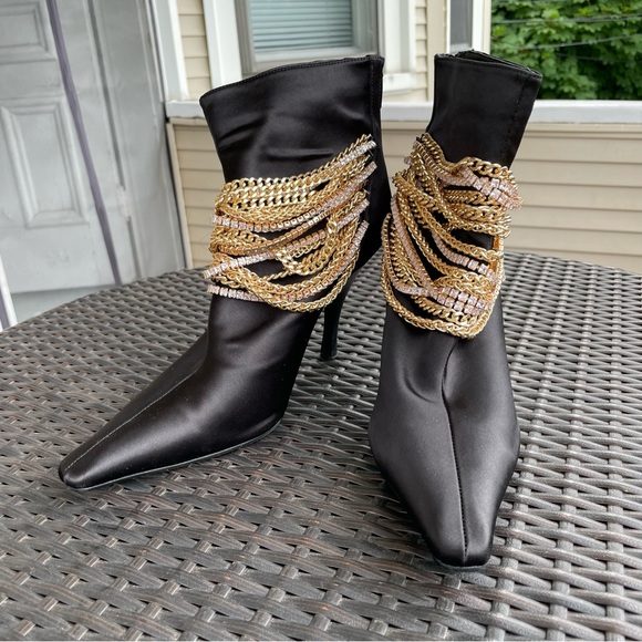 Jeffrey Campbell Chainge Satin Ankle Boots Size 9.5 - Picture 3 of 13